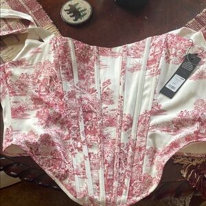 Fashion Nova Pink and White Crop Top